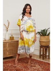 Fleur de Lin Sukienka w kolorze kremowo-żółtym rozmiar: XL. Żółte sukienki damskie Fleur de Lin, bez wzorów, z bawełny, bez ramiączek. Za 184.89 zł.