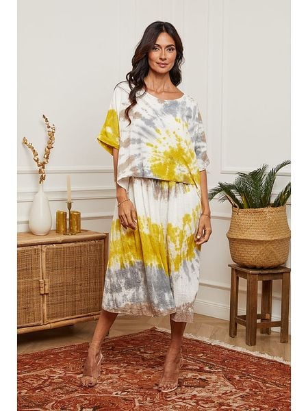 Fleur de Lin Sukienka w kolorze kremowo-żółtym rozmiar: L. Żółte sukienki damskie Fleur de Lin, bez wzorów, z bawełny, bez ramiączek. Za 144.24 zł.