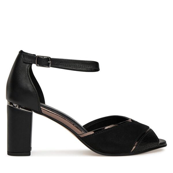Sandały Lasocki. Czarne sandały damskie Lasocki, bez wzorów, bez obcasa, na słupku, bez zapięcia. Za 104.99 zł.