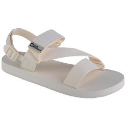 Sandały damskie, Jack Wolfskin Urban Entdeckung Belt Sandal W. Białe sandały damskie Jack Wolfskin, bez wzorów, z materiału, bez obcasa, bez zapięcia. Za 129.99 zł.