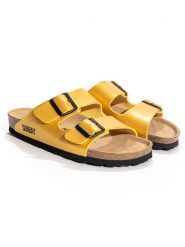 Sunbay Klapki "Trefle" w kolorze żółtym rozmiar: 41. Żółte klapki damskie Sunbay, bez wzorów, z otwartym noskiem, bez obcasa, bez zapięcia. Za 149.31 zł.