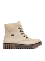 Rieker Trzewiki CEO-Y3433-60 Beżowy jasny. Brązowe botki damskie Rieker, ze skóry, bez obcasa, na płaskiej podeszwie, bez zapięcia. Za 399.99 zł.