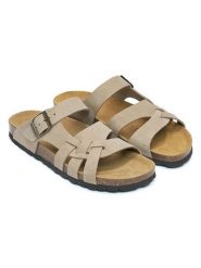 Mandel Skórzane klapki w kolorze szarobrązowym rozmiar: 38. Brązowe klapki damskie Mandel, bez wzorów, z nubiku, z otwartym noskiem, bez obcasa, bez zapięcia. Za 152.99 zł.