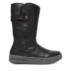 Kozaki Rieker. Czarne kozaki damskie Rieker, bez obcasa, na płaskiej podeszwie, bez zapięcia. Za 399.99 zł.