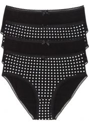 Figi maxi (4 pary). Czarne figi bonprix, bez wzorów. Za 64.99 zł.