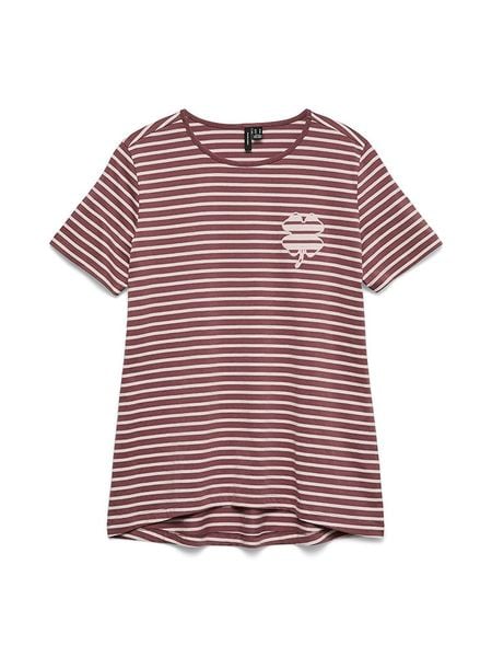 Vero Moda Koszulka w kolorze bordowym rozmiar: XS. Czerwone koszulki damskie Vero Moda, xs, bez wzorów, z bawełny, bez kołnierzyka, bez ramiączek. Za 32.83 zł.