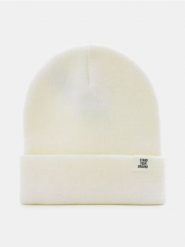 Czapka beanie z naszywką - kremowy. Białe czapki damskie Sinsay, z aplikacjami. Za 9.99 zł.