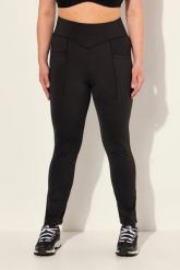 Damskie Legginsy sportowe z prostymi nogawkami szybkoschnące z recyklingu. Czarne legginsy damskie Ulla Popken, plus size, bez wzorów, z elastanu. Za 239.99 zł.