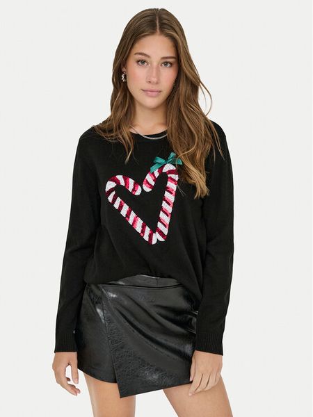 ONLY Sweter Xmas Shine 15355004 Czarny Regular Fit. Czarne swetry klasyczne damskie Only, xl, z syntetyku, bez kołnierzyka. Za 129.99 zł.