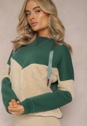 Zielona Bawełniana Bluza z Kapturem ze Ściągaczami i Polarem Eurynia. Zielone bluzy damskie Renee, bez wzorów, z bawełny, z kapturem. Za 84.99 zł.