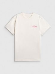 4F T-shirt loose z nadrukiem damski - beżowy S. Brązowe t-shirty damskie 4F, s, bez wzorów, z bawełny, bez kołnierzyka. Za 69.99 zł.