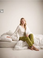 Bawełniana piżama dwuczęściowa z motywem roślinnym - kremowy. Białe piżamy damskie Sinsay, bez wzorów, z bawełny, bez ramiączek. Za 49.99 zł.