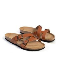 BACKSUN Klapki "Talca" w kolorze karmelowym rozmiar: 36. Brązowe klapki damskie Backsun, bez wzorów, z okrągłym noskiem, bez obcasa, bez zapięcia. Za 117.99 zł.