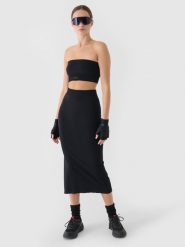 4F Spódnica ołówkowa z rozcięciem maxi damska - czarna XS/S. Czarne spódnice damskie 4F, na co dzień, s, bez wzorów, z dzianiny, sportowe, maxi. W wyprzedaży za 39.99 zł.