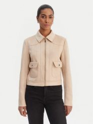 Morgan Kurtka z imitacji skóry 261-GELATO Beżowy Slim Fit. Brązowe kurtki damskie Morgan, bez wzorów, ze skóry, bez kaptura. Za 349.99 zł.