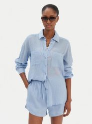 Seafolly Koszula Breeze 55428-TO Błękitny Regular Fit. Niebieskie koszule damskie Seafolly, l, bez wzorów, z bawełny, bez kołnierzyka, bez ramiączek. Za 389.99 zł.