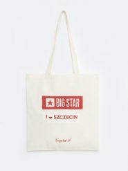 Torba bawełniana unisex Szczecin 102. Białe torby podróżne Big Star, z bawełny, na ramię, z nadrukiem, bez dodatków. Za 4.99 zł.