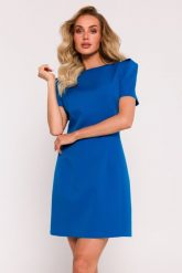 Elegancka sukienka mini niebieska. Niebieskie sukienki damskie MOE, bez wzorów, biznesowe, bez ramiączek. Za 309.00 zł.