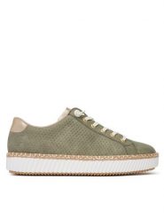 Rieker Sneakersy M2952-52 Khaki. Brązowe obuwie sportowe damskie Rieker, ze skóry, bez zapięcia. Za 239.99 zł.
