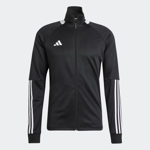 Bluza treningowa do piłki nożnej ADIDAS Sereno. Czarne bluzy damskie Adidas, m, bez wzorów, z dresówki, bez kaptura. W wyprzedaży za 169.99 zł.
