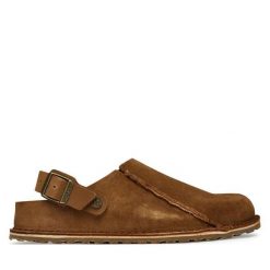 Sandały Birkenstock. Brązowe sandały damskie Birkenstock, bez wzorów, bez obcasa, na płaskiej podeszwie, bez zapięcia. Za 719.99 zł.