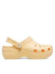 Crocs Klapki Classic Platform Pearl Clog 211231 Złoty. Żółte klapki damskie Crocs, bez wzorów, z tworzywa sztucznego, bez obcasa, bez zapięcia. Za 228.65 zł.