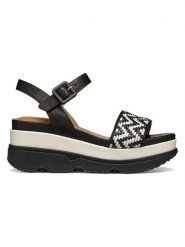 Geox Skórzane sandały "Gardenia" w kolorze czarno-kremowym rozmiar: 40. Brązowe sandały damskie Geox, bez wzorów, z otwartym noskiem, bez obcasa, na koturnie, bez zapięcia. Za 269.81 zł.