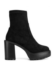 Nine West Botki WFA3375-1 Czarny. Czarne botki damskie Nine West, z materiału, bez obcasa, na słupku, bez zapięcia. Za 299.99 zł.