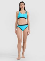 4F Dół od bikini damski - niebieski XL. Niebieskie bikini 4F, bez wzorów, z elastanu. W wyprzedaży za 59.99 zł.