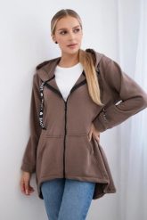 Bluza z dłuższym tyłem i kapturem mocca. Bluzy damskie KESI, na jesień, l, bez wzorów, z bawełny. Za 278.10 zł.