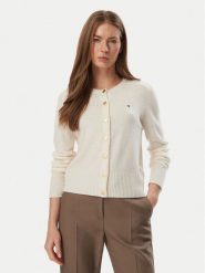 Tommy Hilfiger Kardigan WW0WW51439 Kremowy Slim Fit. Białe kardigany damskie Tommy Hilfiger, xs, bez wzorów, z wełny. Za 649.99 zł.