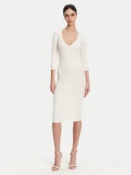 Elisabetta Franchi Sukienka dzianinowa AM-52B-51E2 Biały Slim Fit. Białe sukienki damskie Elisabetta Franchi, bez wzorów, z dzianiny, bez ramiączek. Za 1,739.00 zł.