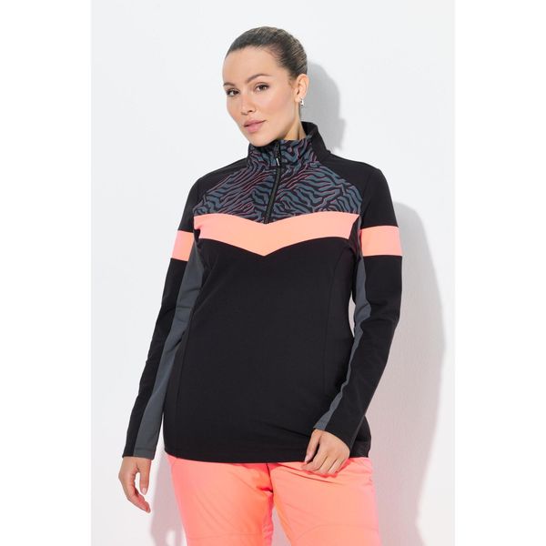 Damskie Koszulka funkcyjna dopasowana półgolf długi rękaw z recyklingu. Czarne koszulki damskie Ulla Popken, plus size, bez wzorów, z elastanu, bez ramiączek, na golfa. Za 279.99 zł.