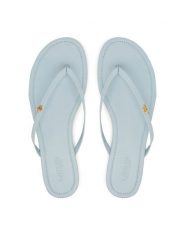 LAUREN RALPH LAUREN Japonki 802953931012 Niebieski jasny. Niebieskie klapki damskie Lauren Ralph Lauren, bez wzorów, ze skóry, bez obcasa, bez zapięcia. Za 379.99 zł.