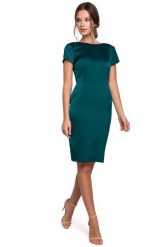 Zielona Elegancka Sukienka z Dekoltem Typu Woda. Zielone sukienki damskie MAKEOVER, bez wzorów, z elastanu, eleganckie, bez ramiączek. Za 219.90 zł.
