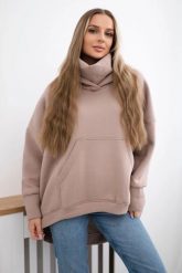 Bluza ocieplana oversize ciemno beżowa. Brązowe bluzy damskie KESI, l, bez wzorów, z bawełny, bez kaptura. Za 270.16 zł.