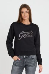 GUESS Czarna bluza z cyrkoniami. Czarne bluzy damskie Guess, s, z aplikacjami, bez kaptura. W wyprzedaży za 226.99 zł.