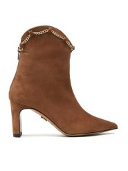 Baldowski Botki D04409/2068 Brązowy. Brązowe botki damskie Baldowski, ze skóry, bez obcasa, na słupku, bez zapięcia. Za 799.99 zł.