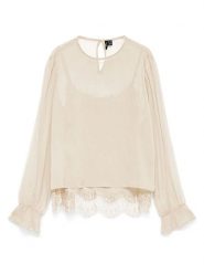 Vero Moda Bluzka w kolorze kremowym rozmiar: L. Brązowe bluzki damskie Vero Moda, l, bez wzorów, z koronki, bez kołnierzyka, bez ramiączek. Za 134.95 zł.