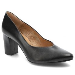 Czarne Czółenka Clasicco Eleganckie Skórzane Buty. Czarne czółenka damskie Clasicco, bez wzorów, ze skóry, bez obcasa, na obcasie. Za 322.99 zł.