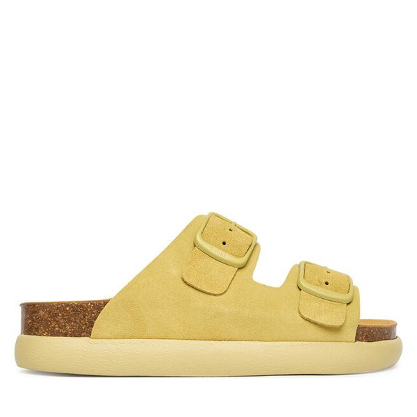 Klapki Scholl. Żółte klapki damskie Scholl, bez wzorów, bez obcasa, bez zapięcia. Za 379.99 zł.