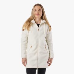 Bluza polarowa turystyka damska Swedemount Nordkap Pile Coat wodoodporna. Białe bluzy damskie SWEDEMOUNT, bez wzorów, z polaru, bez kaptura. Za 399.99 zł.