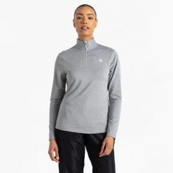 Bluza narciarska damska Lowline II z suwakiem. Szare bluzy damskie Dare 2b, na zimę, bez wzorów, z elastanu, bez kaptura. W wyprzedaży za 119.99 zł.