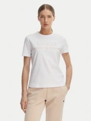 Guess T-Shirt V6GI07 K2968 Biały Regular Fit. Białe t-shirty damskie Guess, xxs, z aplikacjami, z bawełny, bez kołnierzyka. Za 154.99 zł.