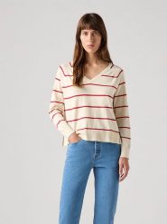 Levi's Sweter w kolorze kremowo-czerwonym rozmiar: L. Brązowe swetry klasyczne damskie Levi's, l, bez kołnierzyka. Za 112.95 zł.