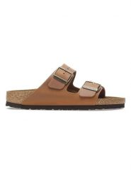 Birkenstock Skórzane klapki "Arizona" w kolorze jasnobrązowym rozmiar: 42. Brązowe klapki damskie Birkenstock, bez wzorów, z otwartym noskiem, bez obcasa, bez zapięcia. Za 415.31 zł.