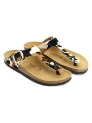 Mandel Skórzane japonki "Blanca" w kolorze biało-jasnobrązowym rozmiar: 36. Białe klapki damskie Mandel, bez wzorów, bez obcasa, bez zapięcia. Za 173.99 zł.