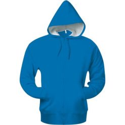 Bluza z kapturem z kieszeniami kangurkami Kariban. Niebieskie bluzy damskie KARIBAN, xl, bez wzorów, z bawełny, z kapturem. Za 230.50 zł.