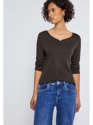 Cecil Koszulka w kolorze ciemnobrązowym rozmiar: 44. Brązowe koszulki damskie Cecil, bez wzorów, bez kołnierzyka, bez ramiączek. Za 74.81 zł.