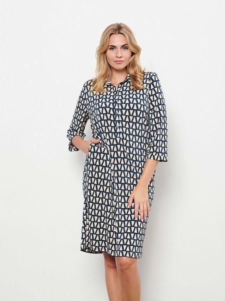 &Co Woman Sukienka "Lolly" w kolorze granatowo-kremowym rozmiar: L. Brązowe sukienki damskie &Co Woman, bez wzorów, bez ramiączek. Za 232.95 zł.